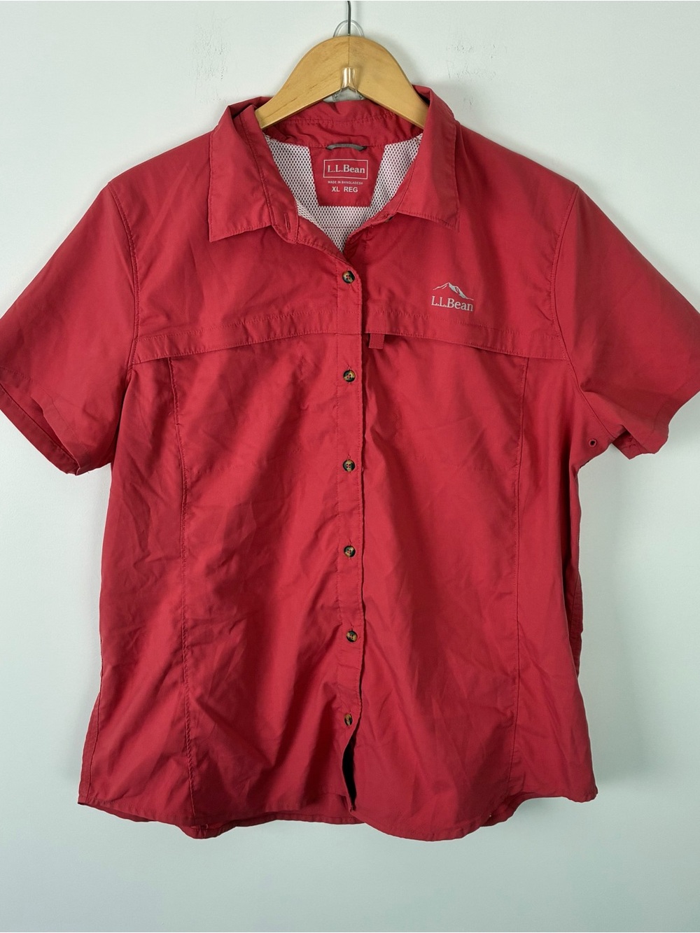 L.L. Bean Women's Coral Tropicwear Short-Sleeve Shirt Outdoor Gorpcore Hiking XL